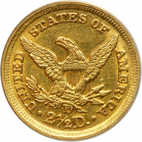 2 dollar 50 Reverse Image minted in UNITED STATES in 1852D (Coronet Head)  - The Coin Database