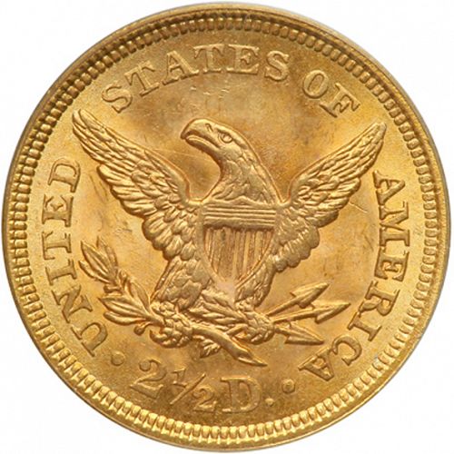 2 dollar 50 Reverse Image minted in UNITED STATES in 1853 (Coronet Head)  - The Coin Database