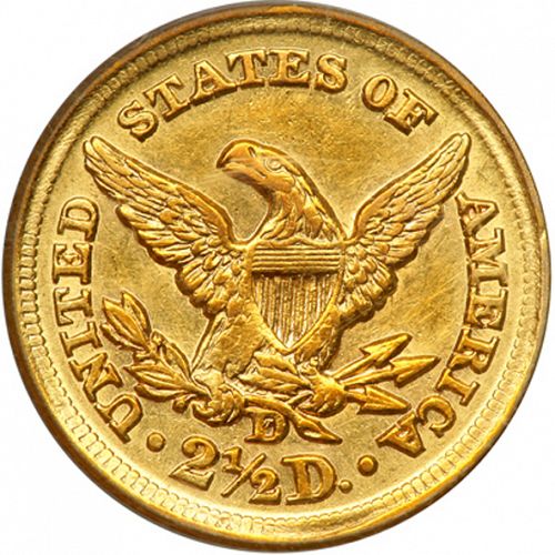 2 dollar 50 Reverse Image minted in UNITED STATES in 1854D (Coronet Head)  - The Coin Database