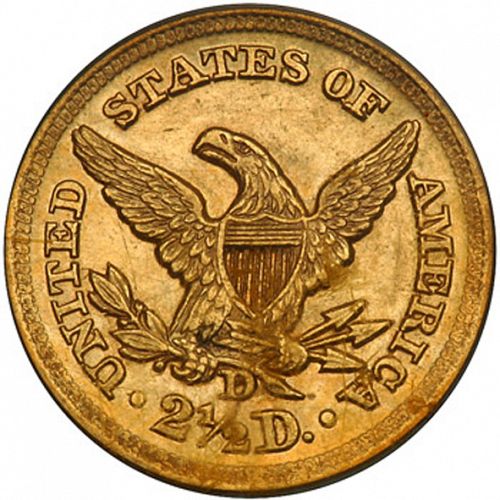 2 dollar 50 Reverse Image minted in UNITED STATES in 1857D (Coronet Head)  - The Coin Database