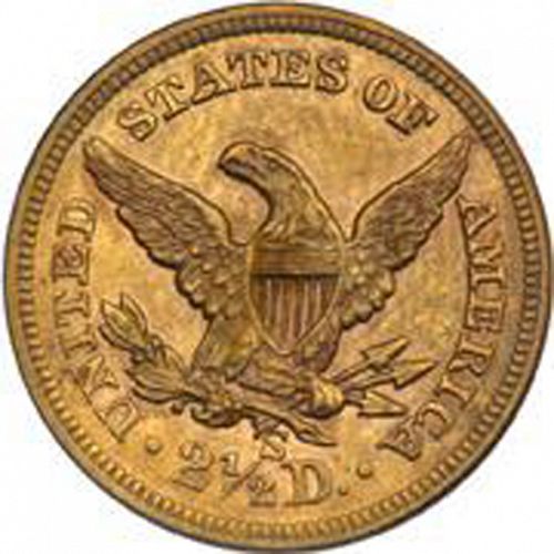 2 dollar 50 Reverse Image minted in UNITED STATES in 1861S (Coronet Head)  - The Coin Database