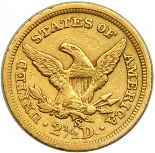 2 dollar 50 Reverse Image minted in UNITED STATES in 1865S (Coronet Head)  - The Coin Database