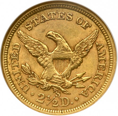 2 dollar 50 Reverse Image minted in UNITED STATES in 1867S (Coronet Head)  - The Coin Database