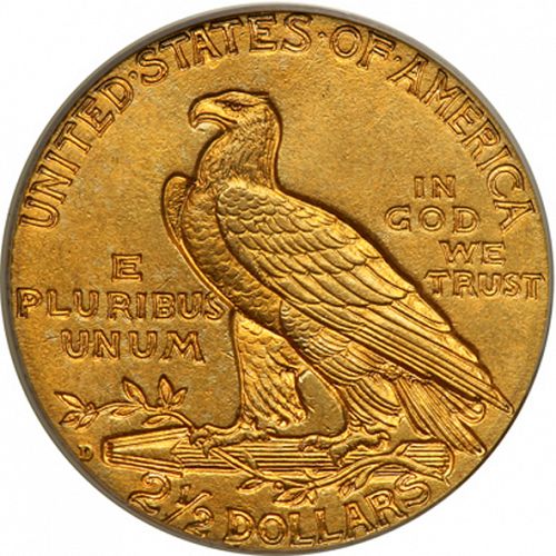2 dollar 50 Reverse Image minted in UNITED STATES in 1911D (Indian Head)  - The Coin Database