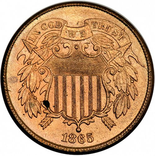2 cent Obverse Image minted in UNITED STATES in 1865   - The Coin Database