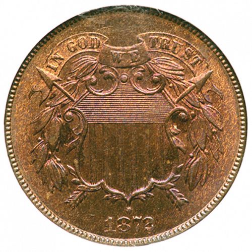 2 cent Obverse Image minted in UNITED STATES in 1872   - The Coin Database