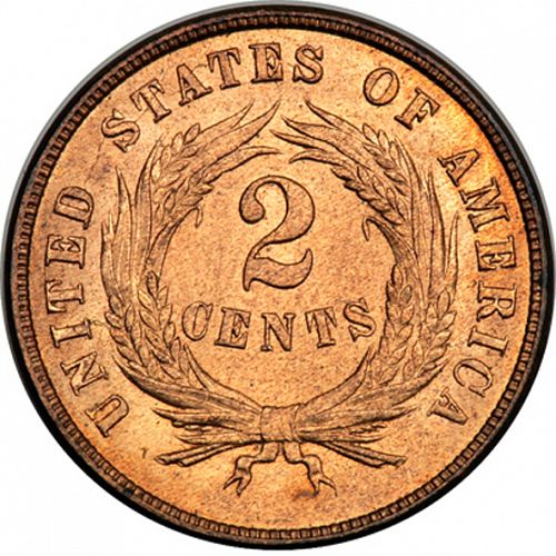 2 cent Reverse Image minted in UNITED STATES in 1865   - The Coin Database