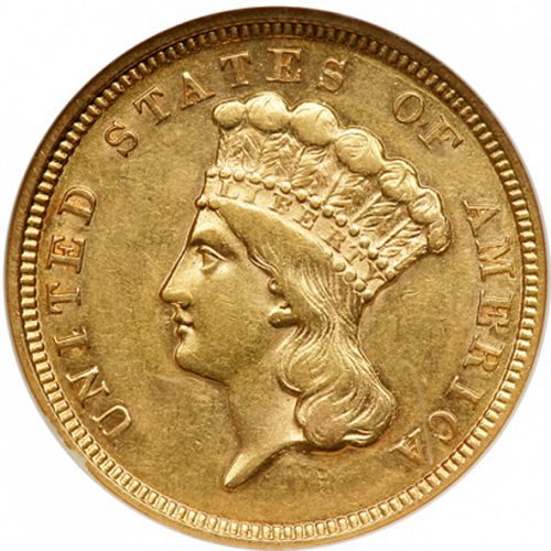 3 dollar Obverse Image minted in UNITED STATES in 1854 (Gold 3$)  - The Coin Database