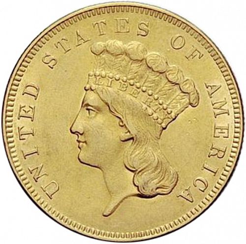 3 dollar Obverse Image minted in UNITED STATES in 1855 (Gold 3$)  - The Coin Database