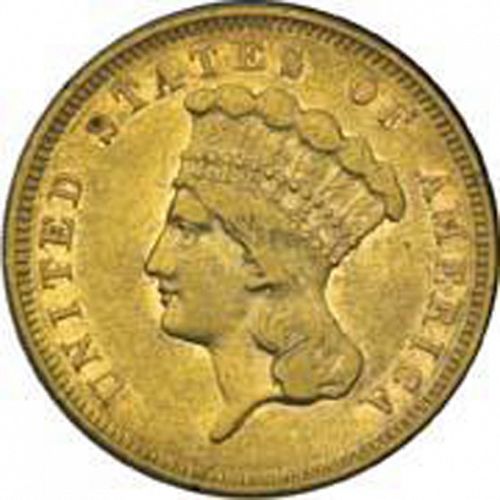3 dollar Obverse Image minted in UNITED STATES in 1855S (Gold 3$)  - The Coin Database