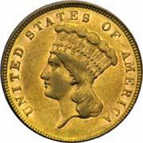 3 dollar Obverse Image minted in UNITED STATES in 1858 (Gold 3$)  - The Coin Database