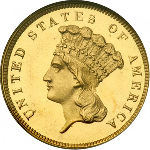 3 dollar Obverse Image minted in UNITED STATES in 1859 (Gold 3$)  - The Coin Database