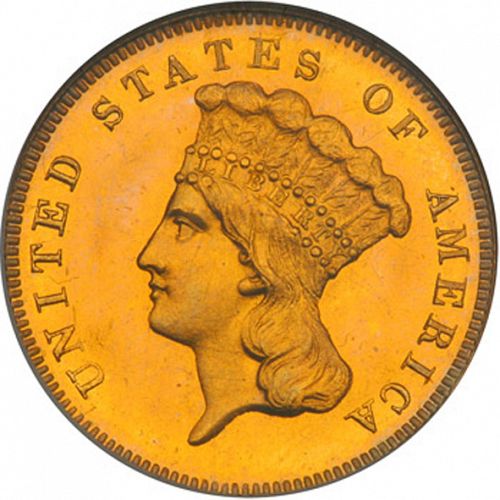 3 dollar Obverse Image minted in UNITED STATES in 1860 (Gold 3$)  - The Coin Database