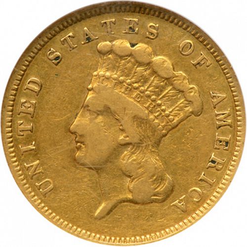 3 dollar Obverse Image minted in UNITED STATES in 1860S (Gold 3$)  - The Coin Database