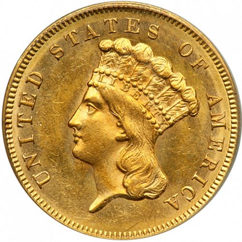 3 dollar Obverse Image minted in UNITED STATES in 1861 (Gold 3$)  - The Coin Database