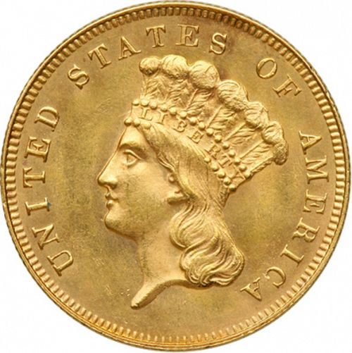 3 dollar Obverse Image minted in UNITED STATES in 1866 (Gold 3$)  - The Coin Database