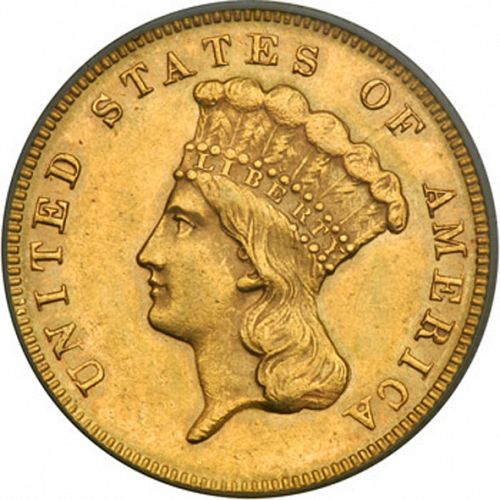 3 dollar Obverse Image minted in UNITED STATES in 1874 (Gold 3$)  - The Coin Database