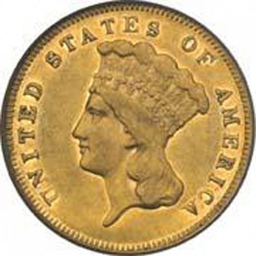 3 dollar Obverse Image minted in UNITED STATES in 1877 (Gold 3$)  - The Coin Database