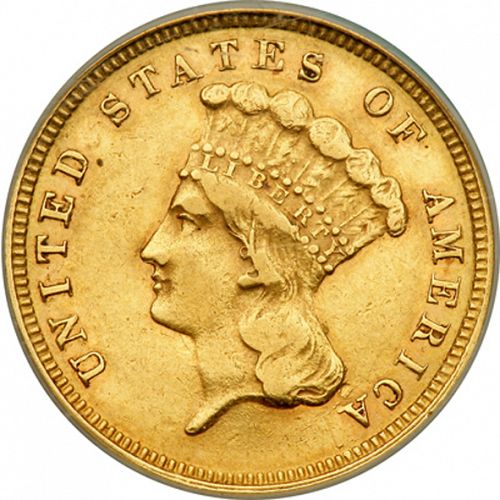 3 dollar Obverse Image minted in UNITED STATES in 1882 (Gold 3$)  - The Coin Database