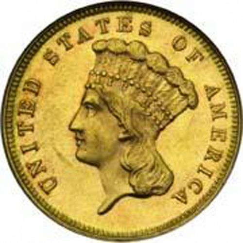 3 dollar Obverse Image minted in UNITED STATES in 1883 (Gold 3$)  - The Coin Database