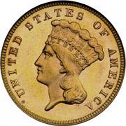3 dollar Obverse Image minted in UNITED STATES in 1885 (Gold 3$)  - The Coin Database