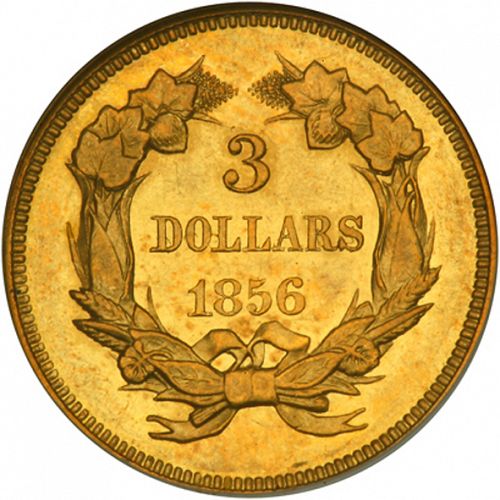 3 dollar Reverse Image minted in UNITED STATES in 1856 (Gold 3$)  - The Coin Database