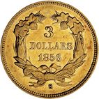 3 dollar Reverse Image minted in UNITED STATES in 1856S (Gold 3$)  - The Coin Database