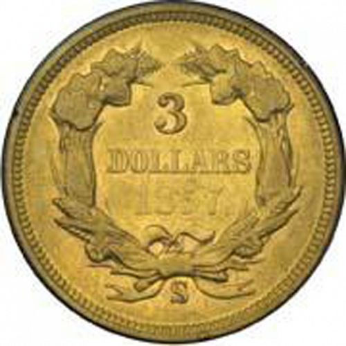 3 dollar Reverse Image minted in UNITED STATES in 1857S (Gold 3$)  - The Coin Database