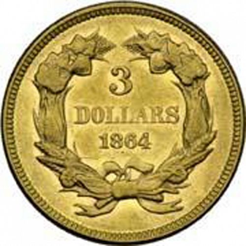 3 dollar Reverse Image minted in UNITED STATES in 1864 (Gold 3$)  - The Coin Database