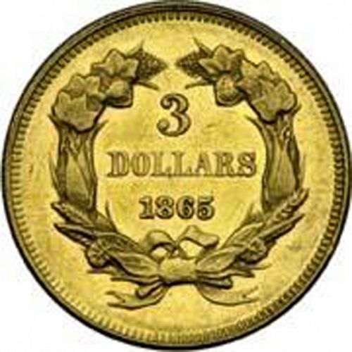 3 dollar Reverse Image minted in UNITED STATES in 1865 (Gold 3$)  - The Coin Database
