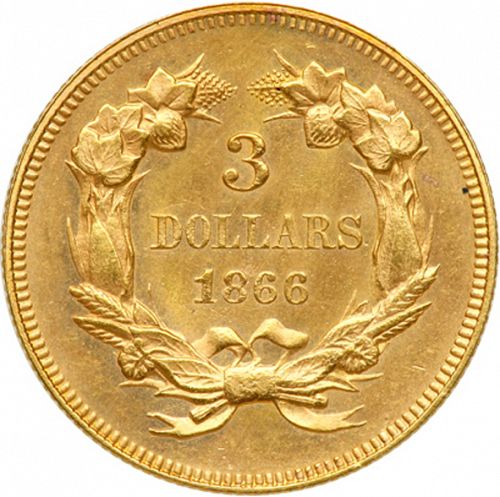 3 dollar Reverse Image minted in UNITED STATES in 1866 (Gold 3$)  - The Coin Database