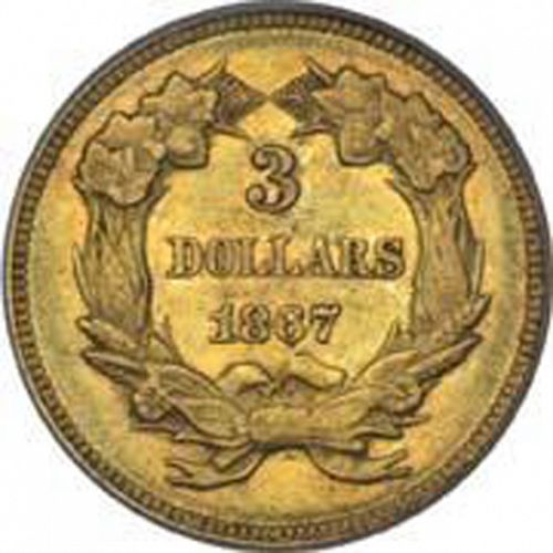 3 dollar Reverse Image minted in UNITED STATES in 1867 (Gold 3$)  - The Coin Database