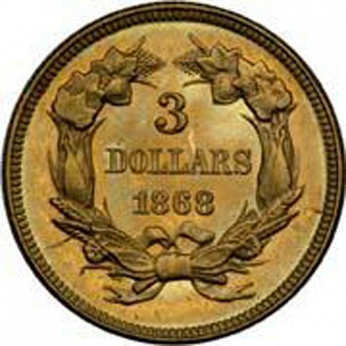 3 dollar Reverse Image minted in UNITED STATES in 1868 (Gold 3$)  - The Coin Database
