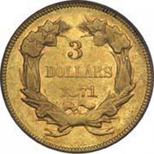 3 dollar Reverse Image minted in UNITED STATES in 1871 (Gold 3$)  - The Coin Database