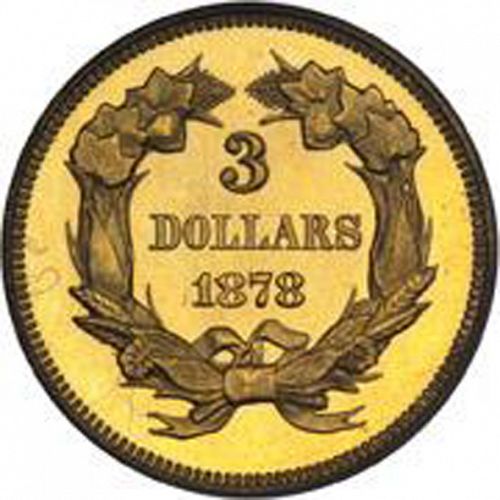 3 dollar Reverse Image minted in UNITED STATES in 1878 (Gold 3$)  - The Coin Database