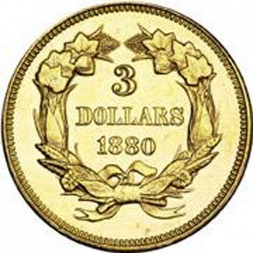 3 dollar Reverse Image minted in UNITED STATES in 1880 (Gold 3$)  - The Coin Database