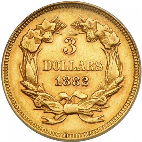 3 dollar Reverse Image minted in UNITED STATES in 1882 (Gold 3$)  - The Coin Database