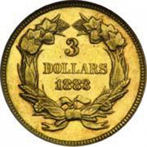 3 dollar Reverse Image minted in UNITED STATES in 1883 (Gold 3$)  - The Coin Database
