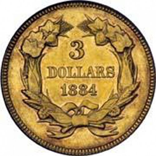 3 dollar Reverse Image minted in UNITED STATES in 1884 (Gold 3$)  - The Coin Database