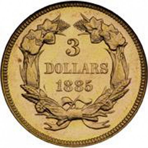 3 dollar Reverse Image minted in UNITED STATES in 1885 (Gold 3$)  - The Coin Database