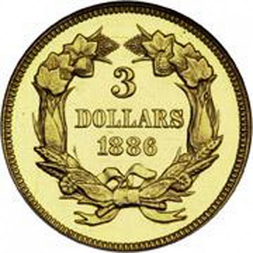 3 dollar Reverse Image minted in UNITED STATES in 1886 (Gold 3$)  - The Coin Database