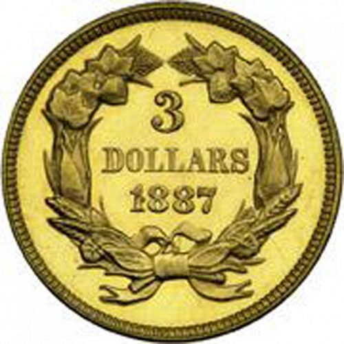 3 dollar Reverse Image minted in UNITED STATES in 1887 (Gold 3$)  - The Coin Database