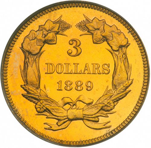 3 dollar Reverse Image minted in UNITED STATES in 1889 (Gold 3$)  - The Coin Database