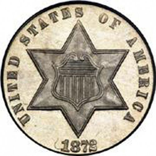 3 cent Obverse Image minted in UNITED STATES in 1872 (Type III)  - The Coin Database