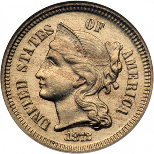 3 cent Obverse Image minted in UNITED STATES in 1872   - The Coin Database