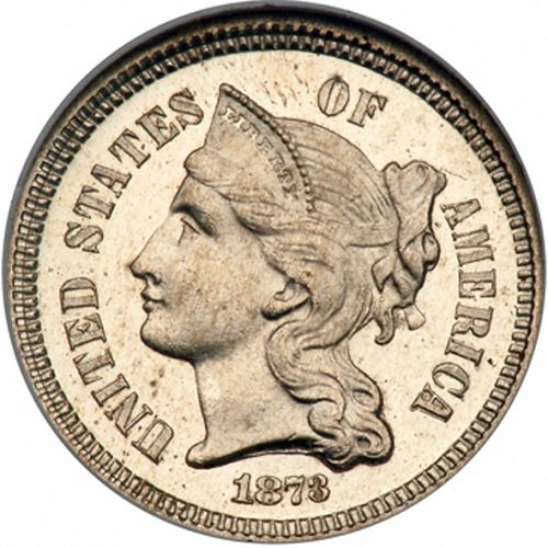 3 cent Obverse Image minted in UNITED STATES in 1873   - The Coin Database
