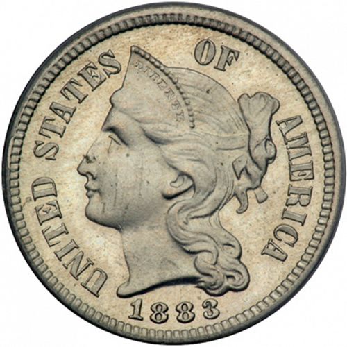 3 cent Obverse Image minted in UNITED STATES in 1883   - The Coin Database