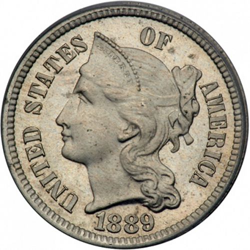 3 cent Obverse Image minted in UNITED STATES in 1889   - The Coin Database