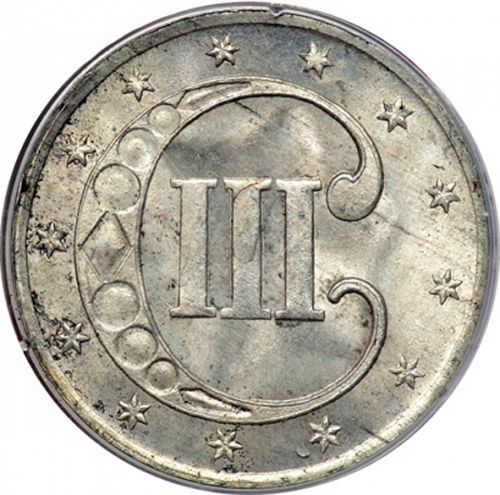 3 cent Reverse Image minted in UNITED STATES in 1851 (Type I)  - The Coin Database