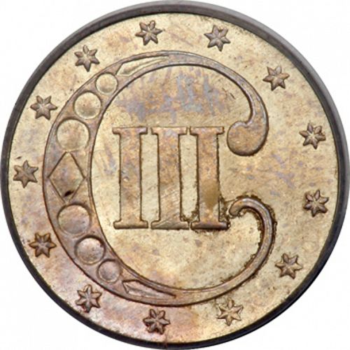 3 cent Reverse Image minted in UNITED STATES in 1852 (Type I)  - The Coin Database
